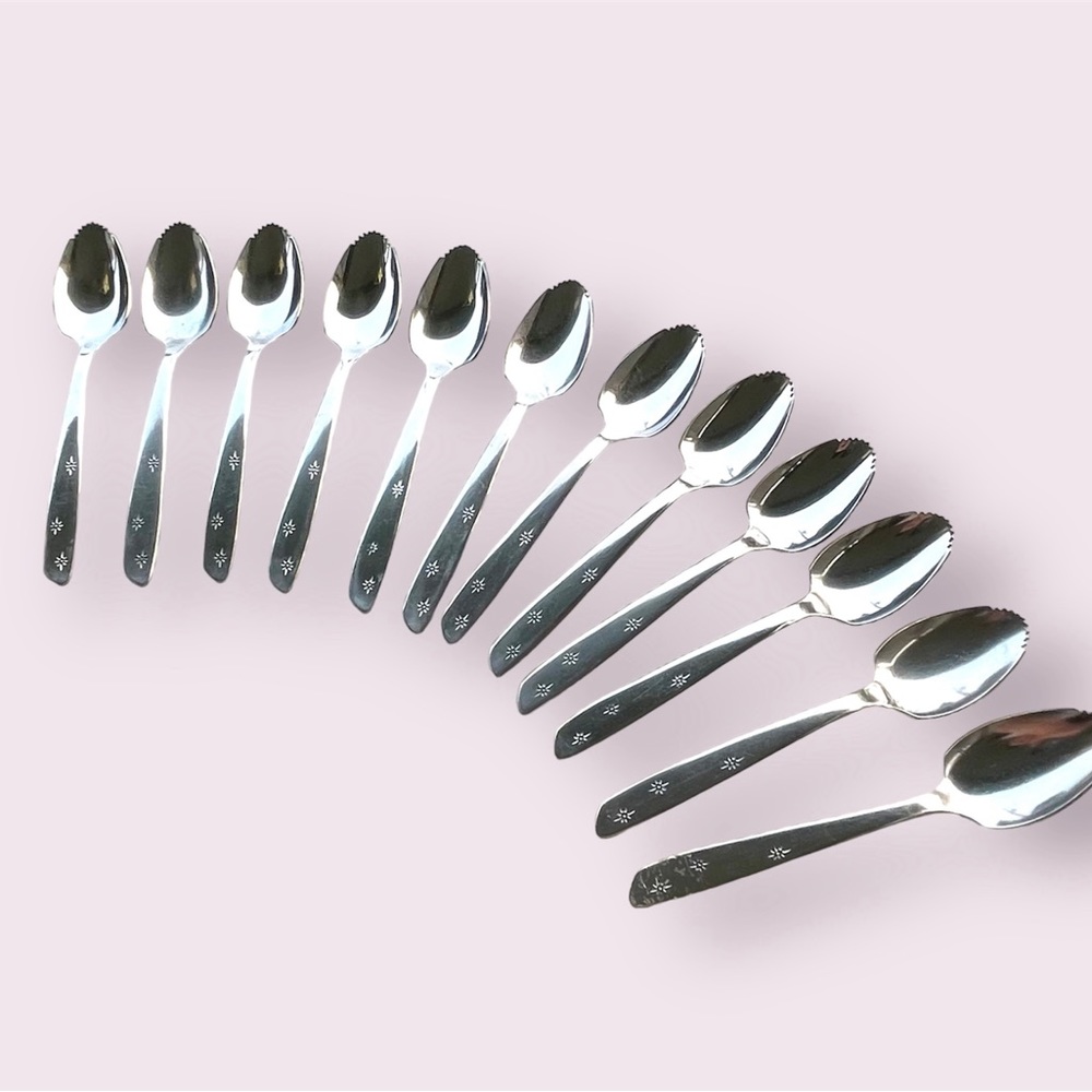 Mid Century Silverware Set Superior Aurora Night Sky Grapefruit Spoons
